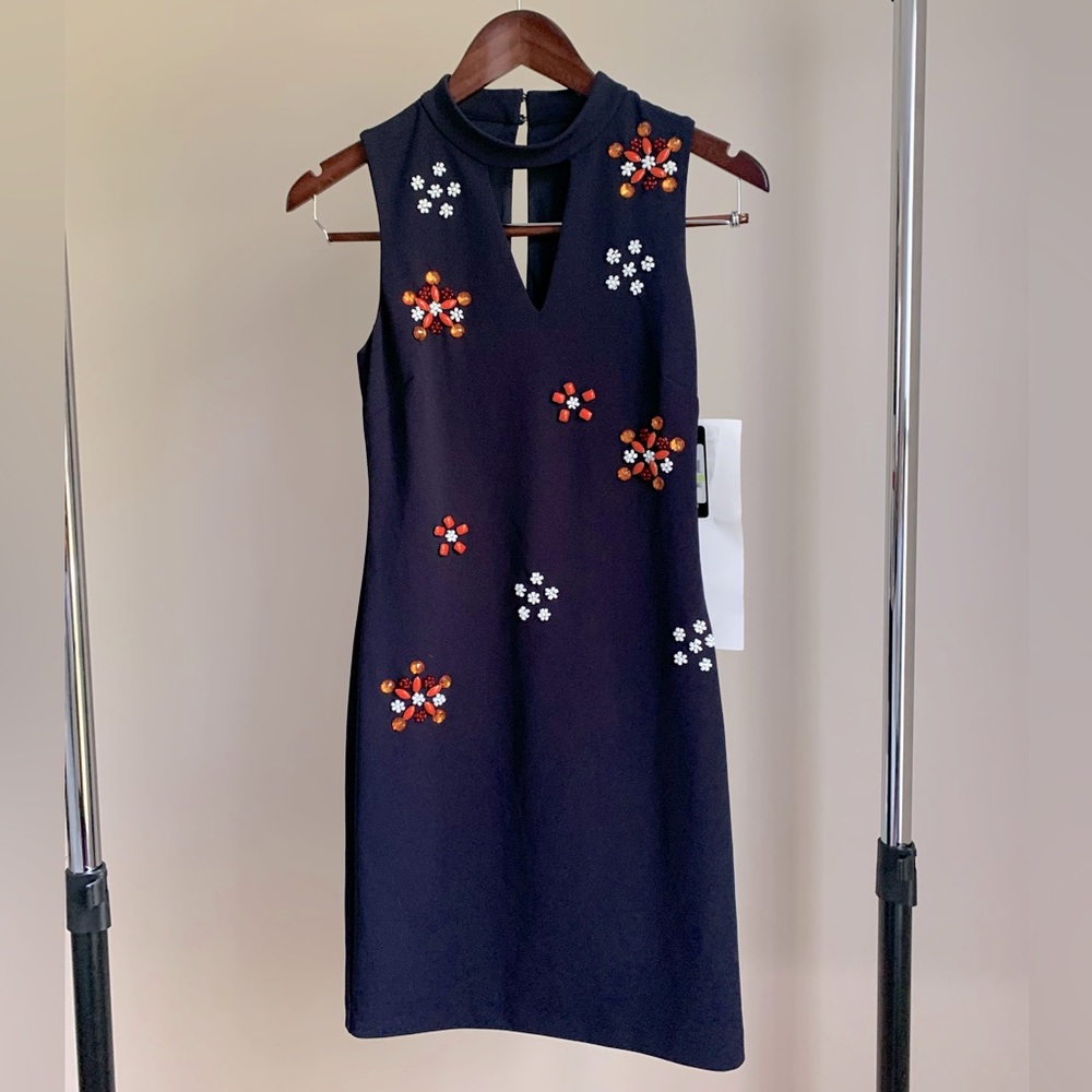 Guess (size 4) NWT knee-length dress with bead embellishments
